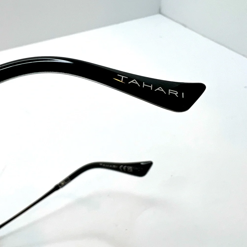TAHARI 100% UV PROTECTION SUNGLASSES, 2 TONE FRAME, GREY&CLEAR W/CRYSTAL TEAR - Picture 8 of 10
